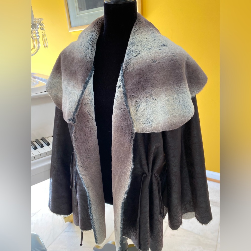 Faux Chinchilla Fur Leather Jacket Reversible - image 1